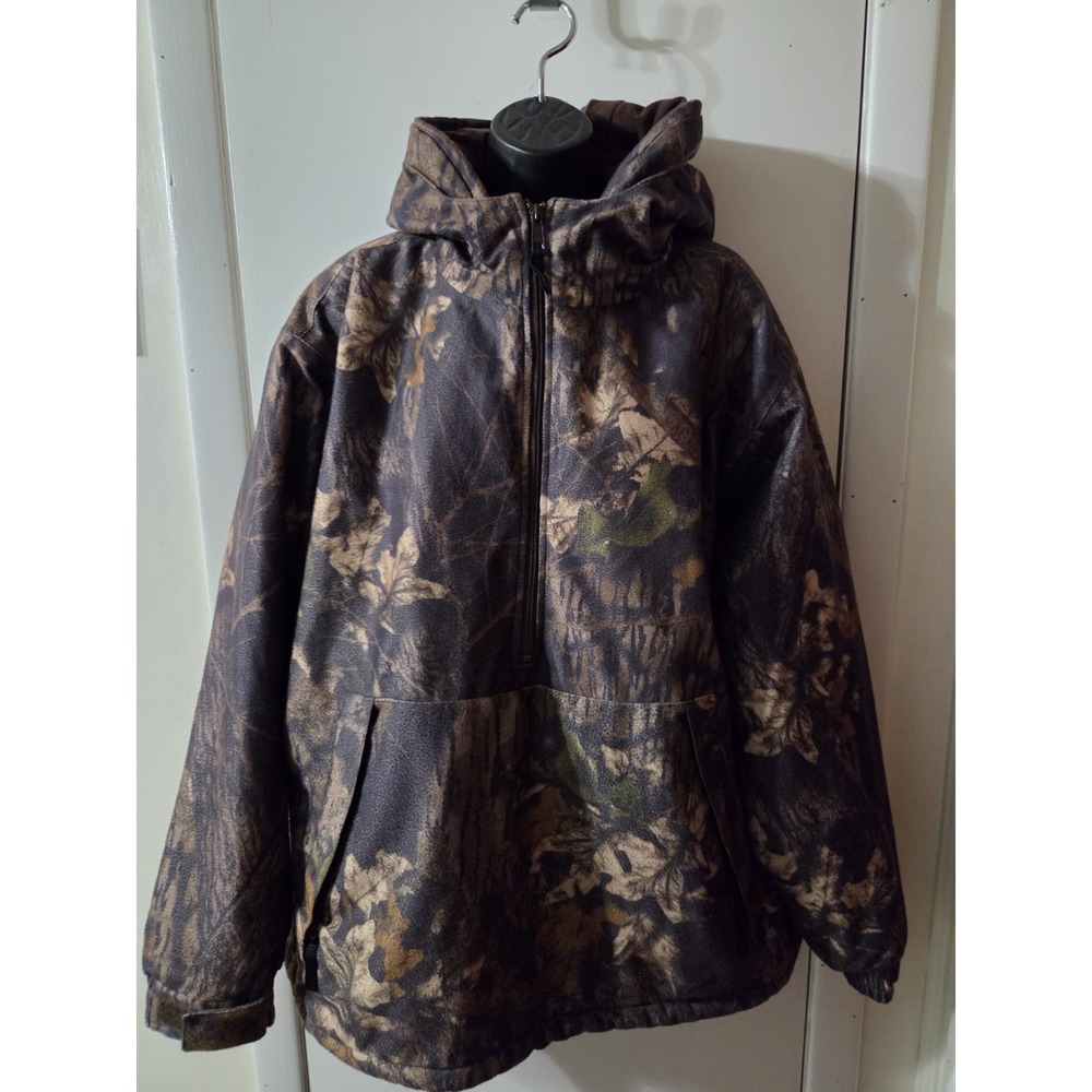 Cabelas Dry-Plus Camo Rain Jacket Mens XL Heavyweight Waterproof Hooded Pullover